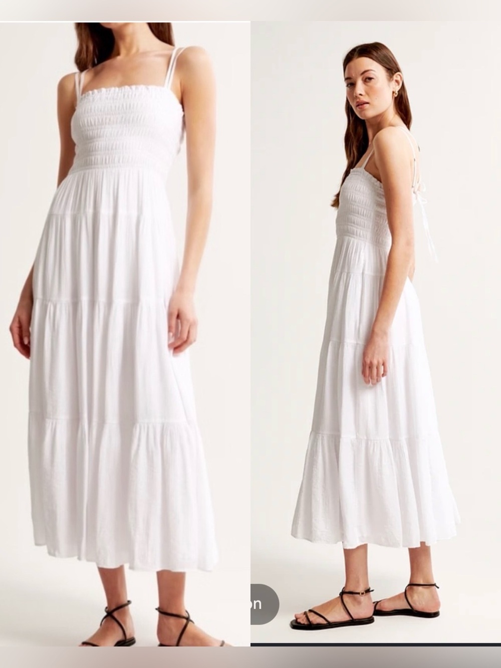 Abercrombie&Fitch Smocked Bodice Tiered Maxi Dress Bohemian Romantic Beachy, L